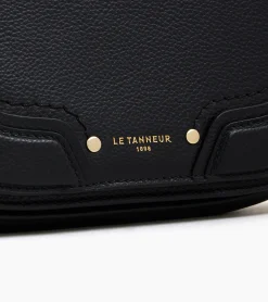 Sac bandoulière moyen modèle Ella en cuir grainé - Black