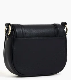 Sac bandoulière moyen modèle Ella en cuir grainé - Black