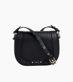 Sac bandoulière moyen modèle Ella en cuir grainé - Black