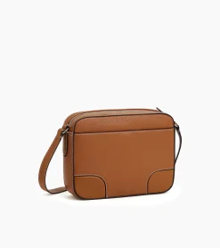 Sac bandoulière moyen modèle Romy en cuir grainé et lisse - Brown Tan