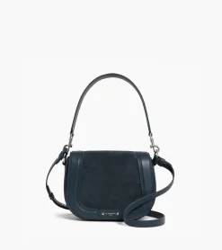 Sac bandoulière moyen modèle Ella en cuir grainé et nubuck - Twilight Blue