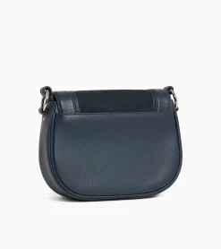 Sac bandoulière moyen modèle Ella en cuir grainé et nubuck - Twilight Blue