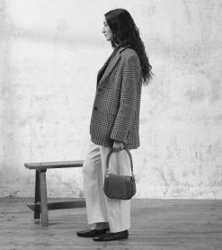 Sac bandoulière moyen modèle Ella en cuir grainé et nubuck - Twilight Blue