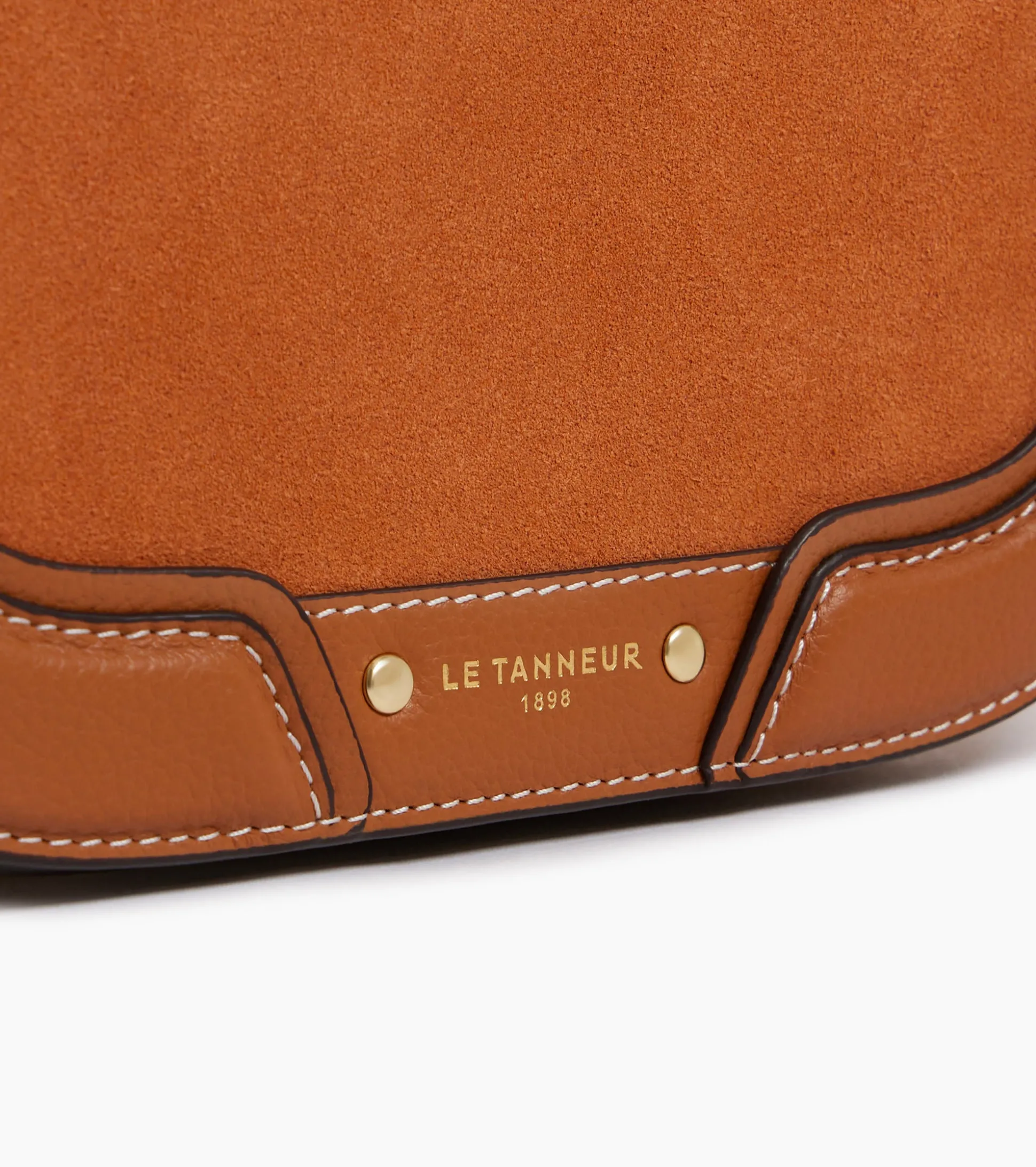 Sac bandoulière moyen modèle Ella en cuir grainé et nubuck - Brown Tan