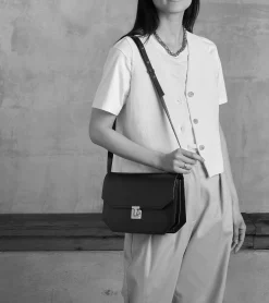 Sac bandoulière moyen modèle Rose en cuir lisse - Brown Tan