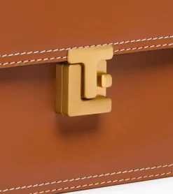 Sac bandoulière moyen modèle Rose en cuir lisse - Brown Tan