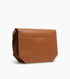 Sac bandoulière moyen modèle Rose en cuir lisse - Brown Tan