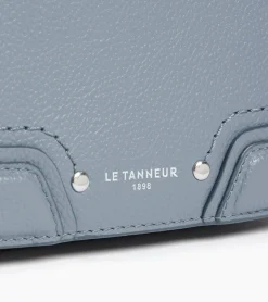 Sac bandoulière moyen modèle Ella en cuir grainé - BLEU ARGILE