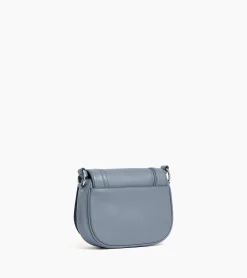 Sac bandoulière moyen modèle Ella en cuir grainé - BLEU ARGILE
