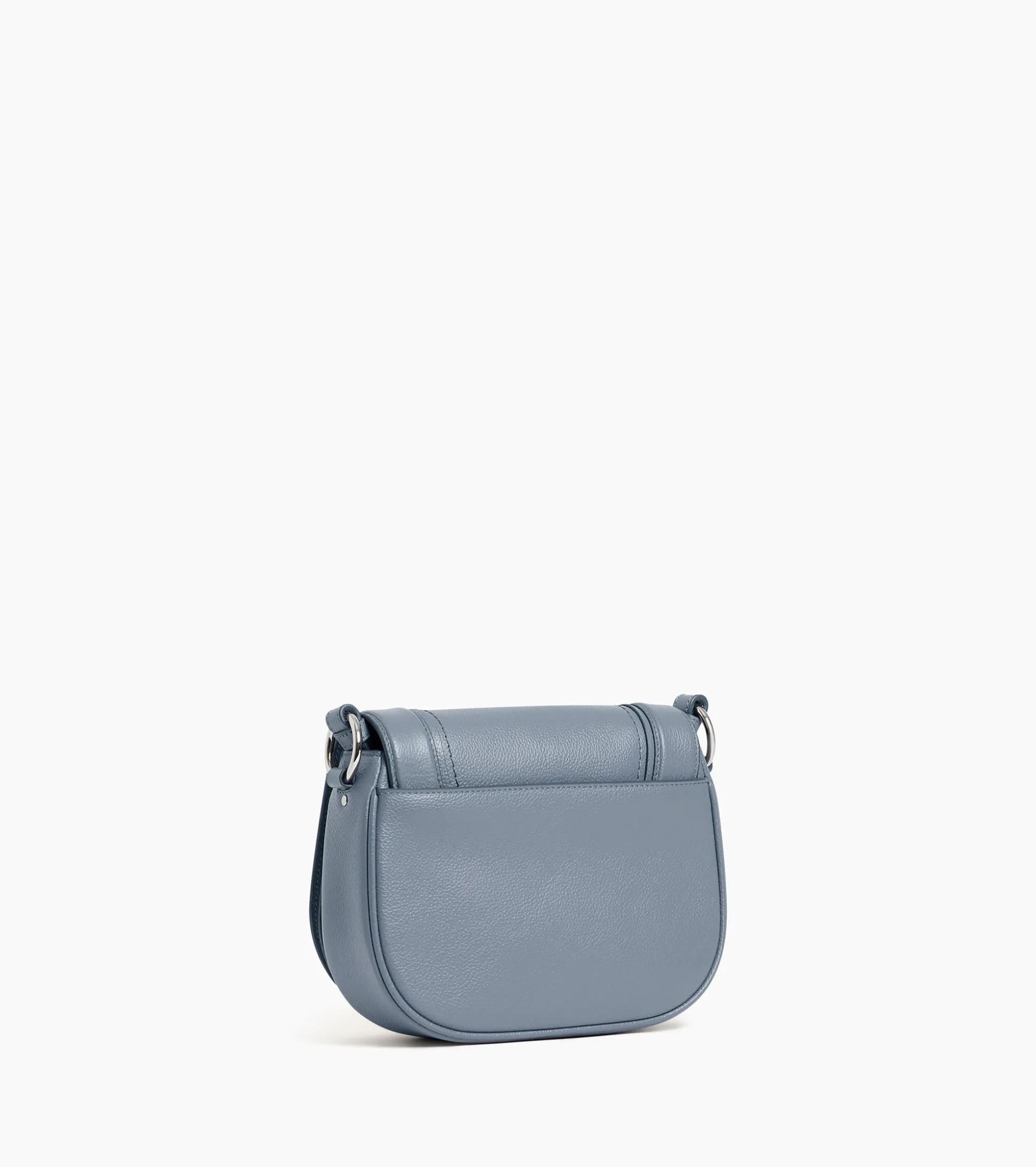 Sac bandoulière moyen modèle Ella en cuir grainé - BLEU ARGILE
