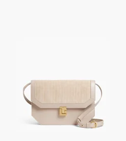Sac bandoulière moyen modèle Rose en cuir côtelé et cuir lisse - GREGE 1