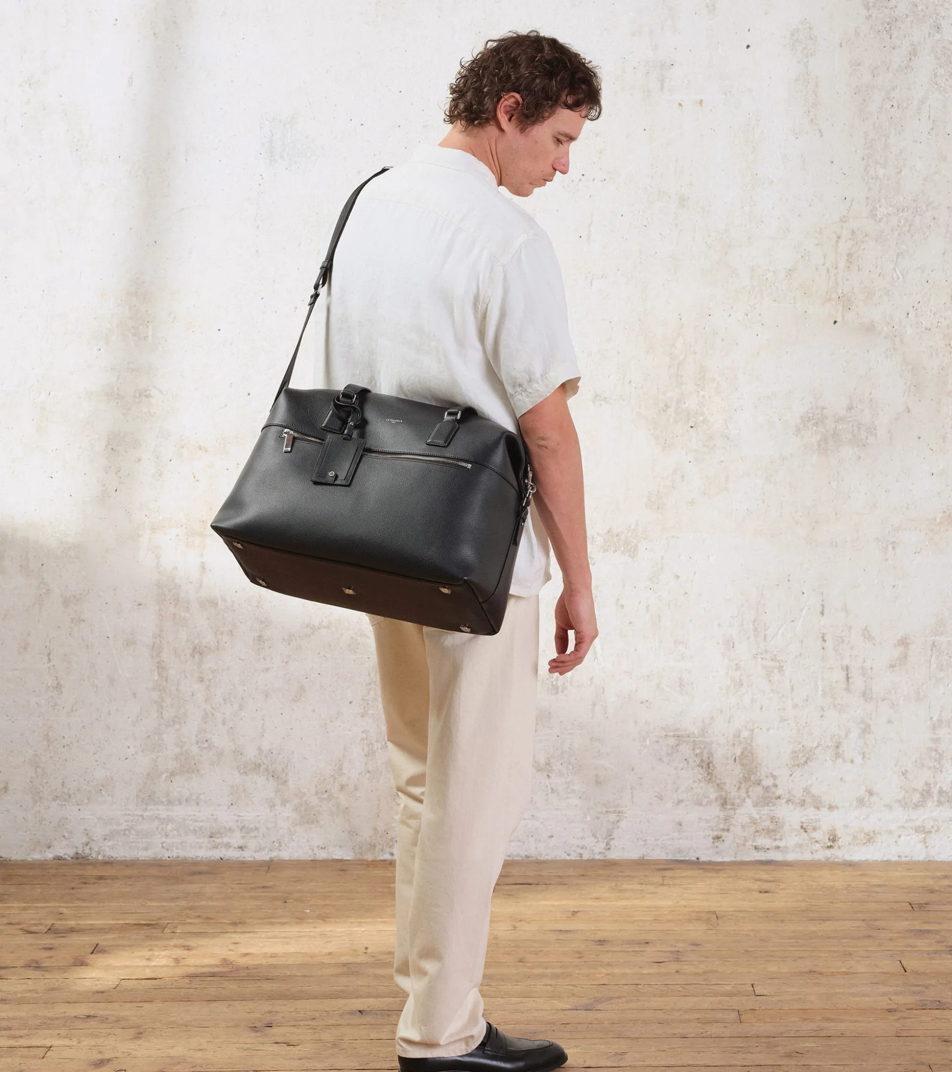 Sac de voyage 24h Emile en cuir grainé - Black