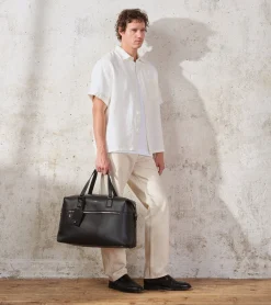 Sac de voyage 24h Emile en cuir grainé - Black