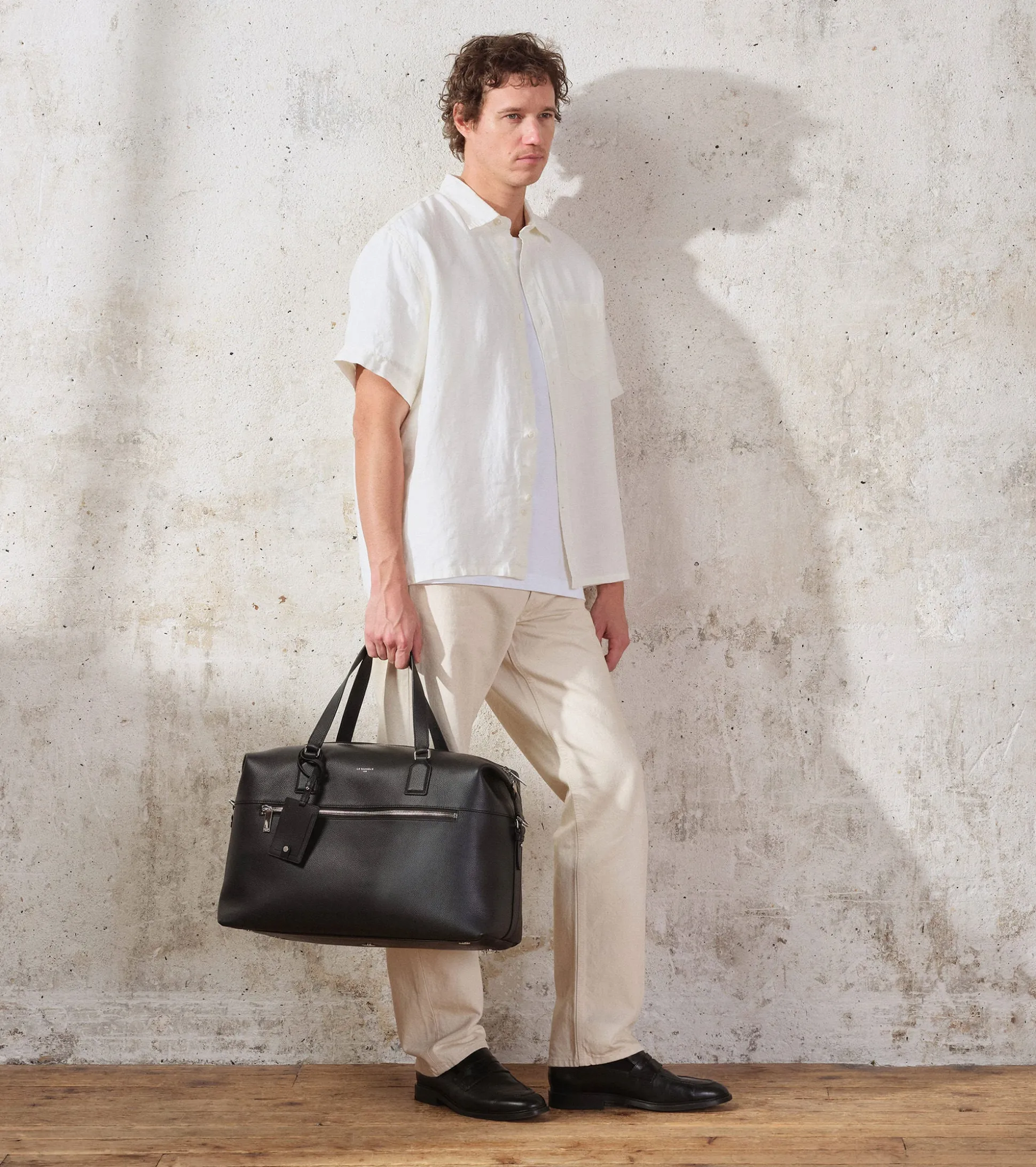 Sac de voyage 24h Emile en cuir grainé - Black