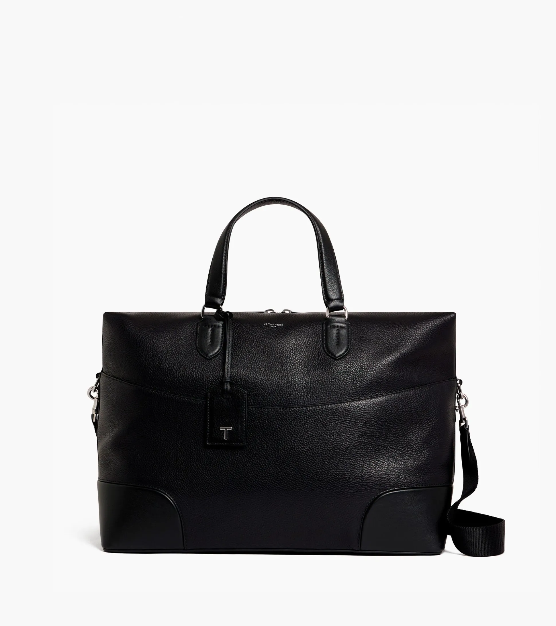 Sac de voyage 24h Romy en cuir grainé et lisse - Black