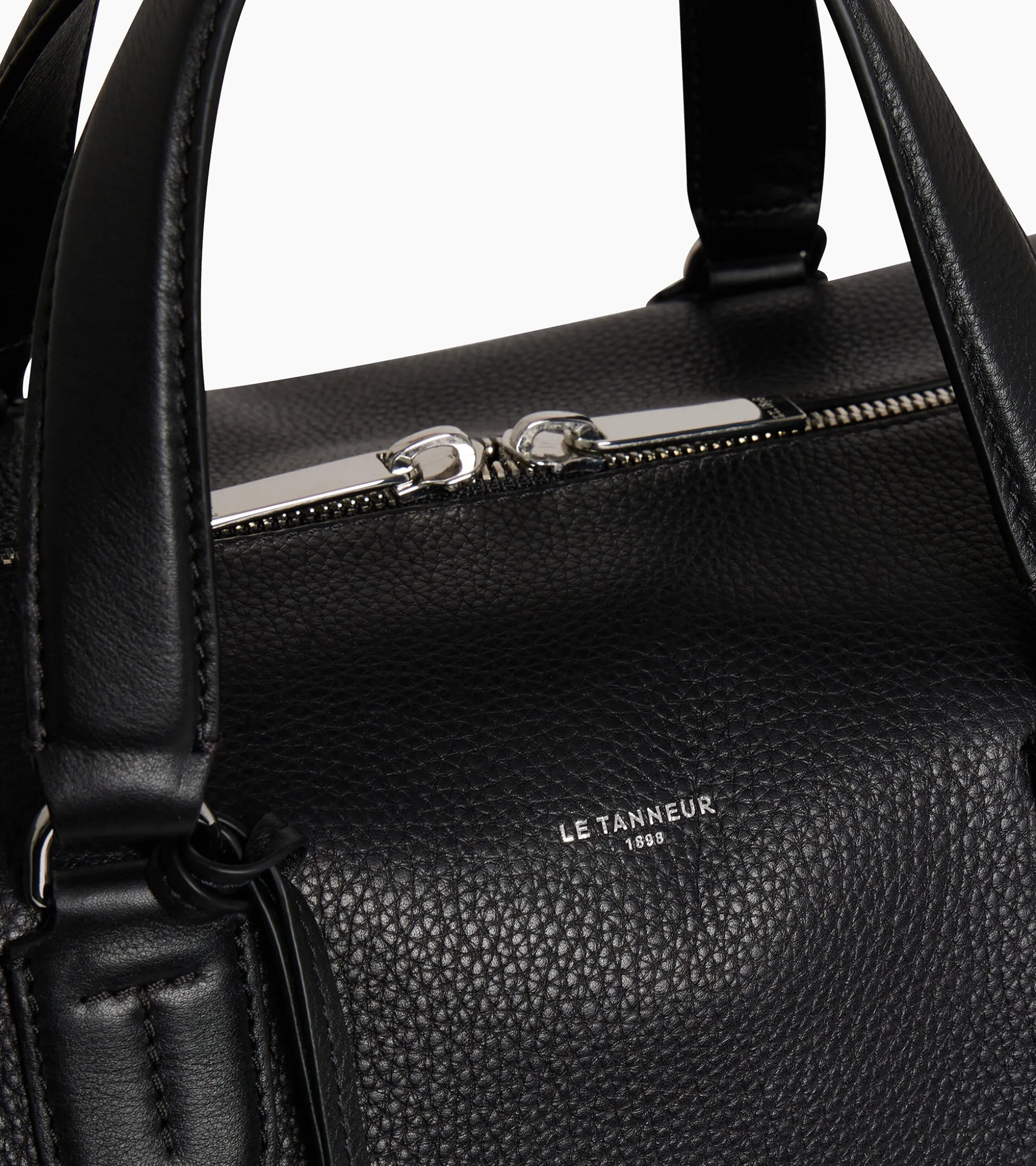 Sac de voyage 24h Romy en cuir grainé et lisse - Black