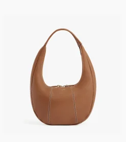 Sac hobo moyen modèle Juliette en cuir grainé - Brown Tan