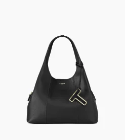 Sac porté épaule moyen modèle Juliette en cuir grainé - Black