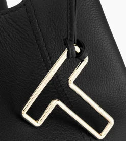 Sac porté épaule moyen modèle Juliette en cuir grainé - Black