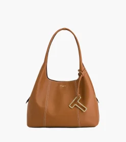 Sac porté épaule moyen modèle Juliette en cuir grainé - Brown Tan