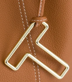 Sac porté épaule moyen modèle Juliette en cuir grainé - Brown Tan