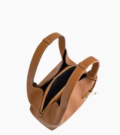 Sac porté épaule moyen modèle Juliette en cuir grainé - Brown Tan