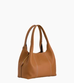 Sac porté épaule moyen modèle Juliette en cuir grainé - Brown Tan