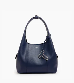 Sac porté épaule moyen modèle Juliette en cuir grainé - Twilight Blue
