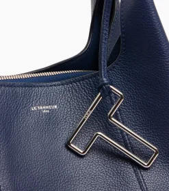 Sac porté épaule moyen modèle Juliette en cuir grainé - Twilight Blue