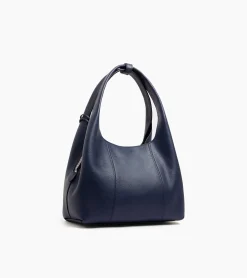 Sac porté épaule moyen modèle Juliette en cuir grainé - Twilight Blue