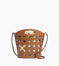 Sac seau Le Potier en toile coton et cuir lisse - TAN