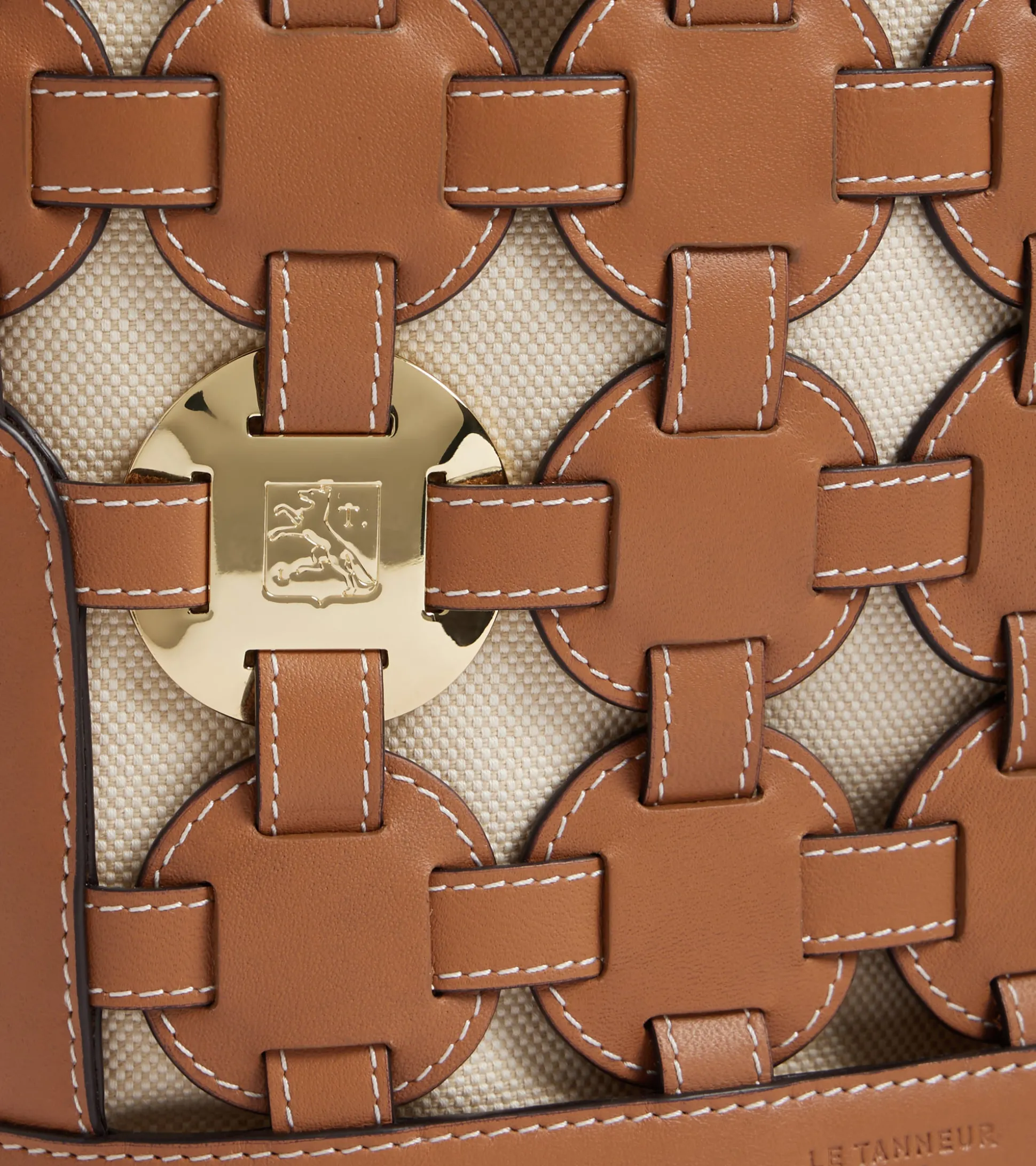 Sac seau Le Potier en toile coton et cuir lisse - TAN