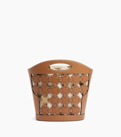 Sac seau Le Potier en toile coton et cuir lisse - TAN
