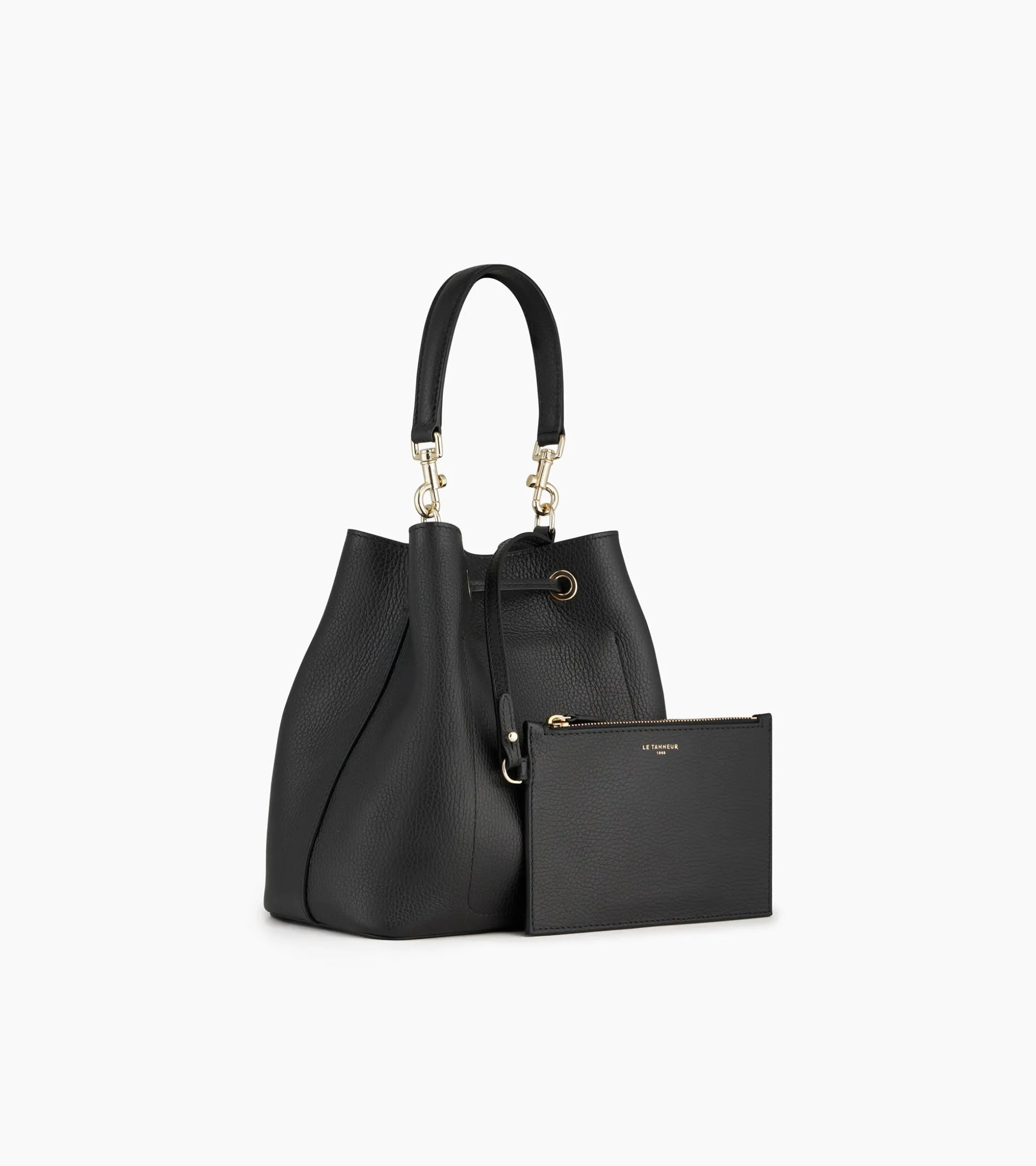 Sac seau Louise en cuir grainé - Black Le Bleu