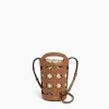 Sac seau porte-bouteille Maison Abelé en toile coton et cuir lisse - Brown Tan