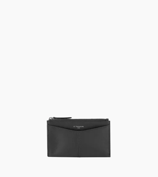 Étui clés zippé Charlotte en cuir lisse - Black
