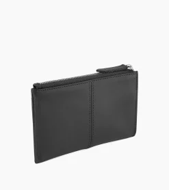 Étui clés zippé Charlotte en cuir lisse - Black