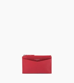 Étui clés zippé Charlotte en cuir lisse - Garnet red