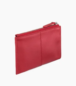 Étui clés zippé Charlotte en cuir lisse - Garnet red