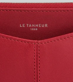 Étui clés zippé Charlotte en cuir lisse - Garnet red