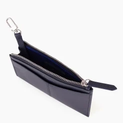 Étui clés zippé Charlotte en cuir lisse - Bleu crépuscule
